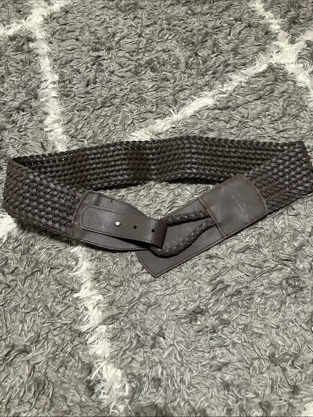 Braided Leather Waist Belt - Brown